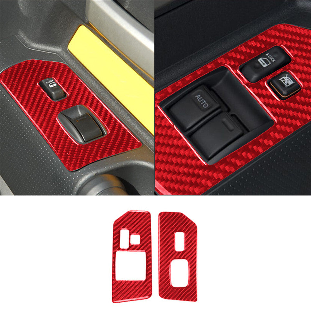 Red Window Lift Button Panel Trim TypeA Carbon Fiber for Toyota FJ Curiser 07-21