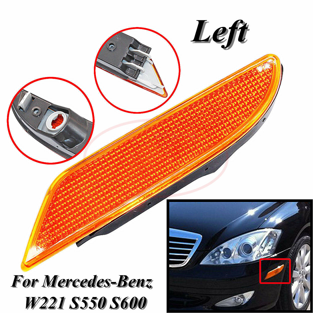 Fits for Mercedes-Benz W221 S550 S600 Left Side Marker Light Turn Signal Lamp