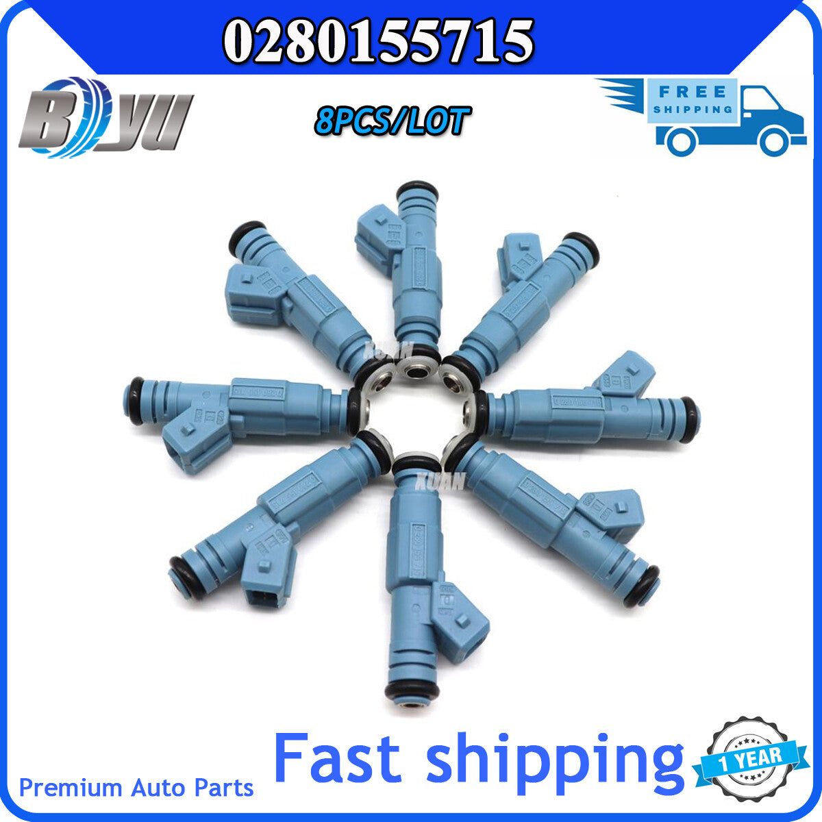 Package (8) Fuel Injectors for 1996-99 for Dodge for RAM 1500 2500 3500 5.2L 5.9L 0280155715
