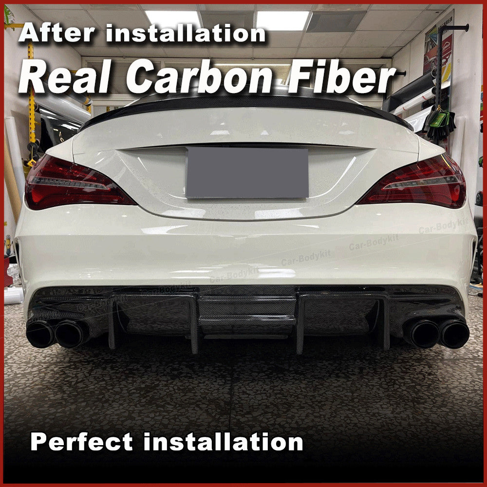 Fit for Benz C117 CLA250 CLA45 2013-19 REAL Carbon Rear Bumper Diffuser Lip