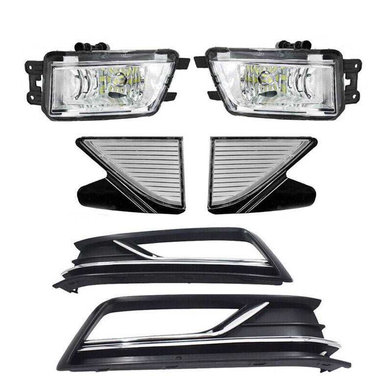 Set Front Fog Lamp Light+Grille Cover+Trim for Passat B8 2016 2017 2018 2019
