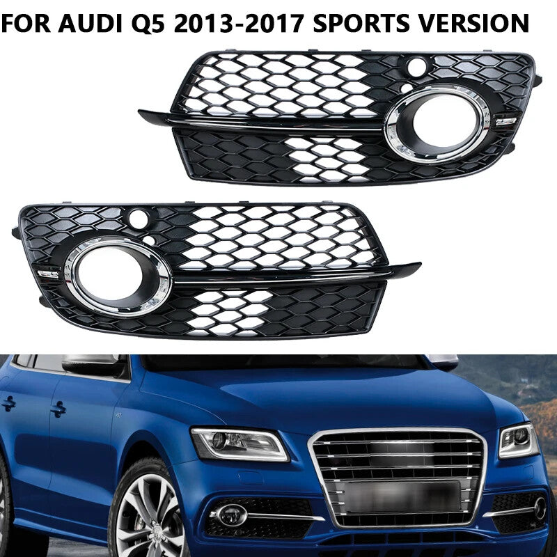 Fog Light Grill Cover Fogs Lamp Frame Grille for Audi Q5 Sport S-line 2013-2017