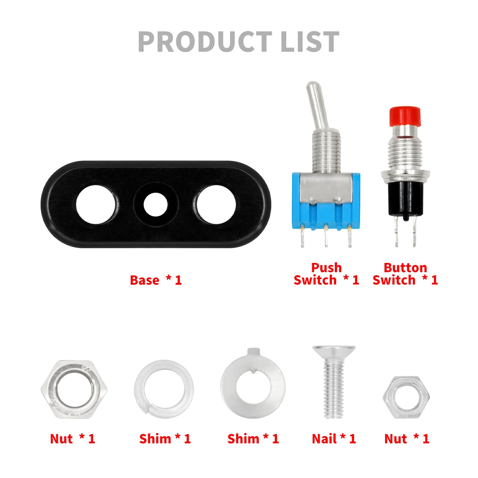 Black Control Button Toggle Push Switch ON/OFF/ON For Universal 1 7/8Handlebar