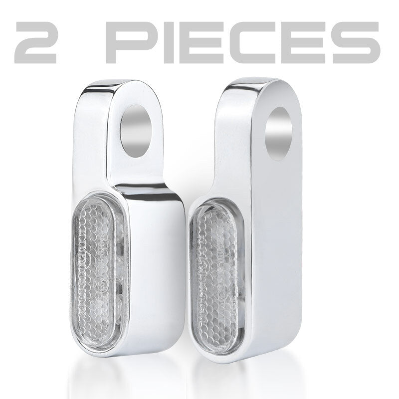 2X Chrome for Mini Motorcycle LED Turn Signals Blinker Light Indicators Amber Lamp