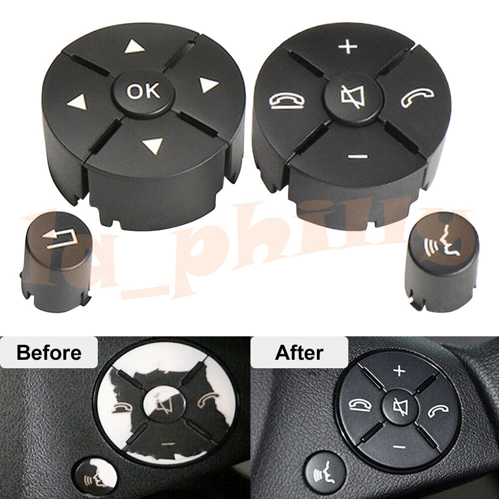 Black Steering Wheel Switch Buttons Kit For 2007-16 for Benz W204 W212 C/E/GLK-CLass