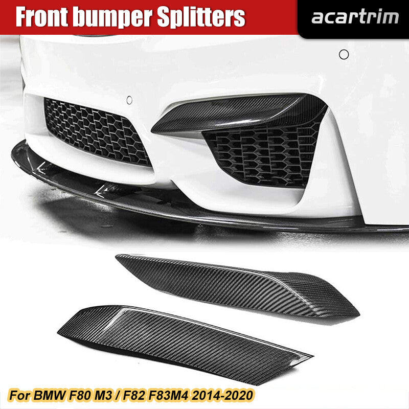carbon Fiber Front Bumper Lip Splitter Canards Fins for BMW F80 M3 M4 F82 F83