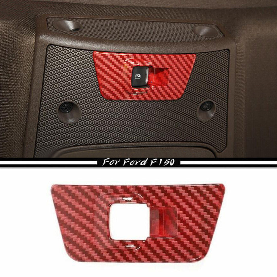 Suitable for 2015-2020 for Ford F150, Red Carbon Fiber Rear Side Window Switch Cover Trim