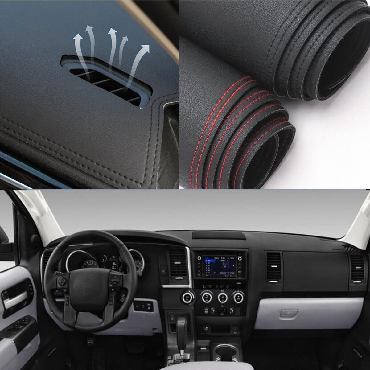 for Toyota Sequoia 2011-2022 Leather Dash Mat Dashboard Cover Dashmat Interior
