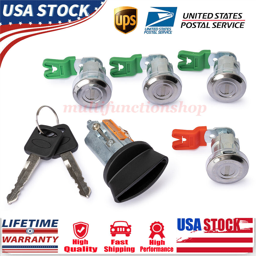 Ignition Key Switch Door Lock Cylinder Kit for Ford Econoline Van E250 E350 6.8L
