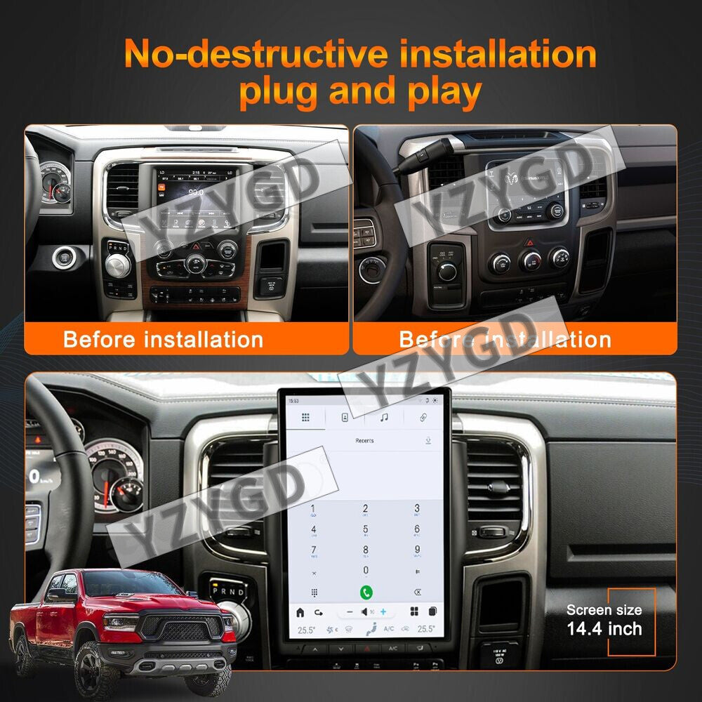 for Dodge for Ram 1500 2500 3500 2013-2018 Stereo Android CarPlay Car Radio GPS Navi