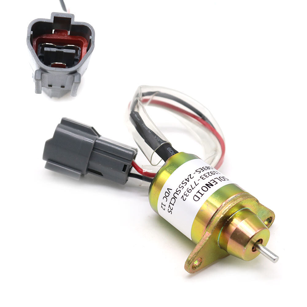 12V shut-off solenoid valve YM119233-77932 is suitable for Komatsu 3D76E-6, 3D82AE-6, 4D88-6, and PC20MR-2 models.