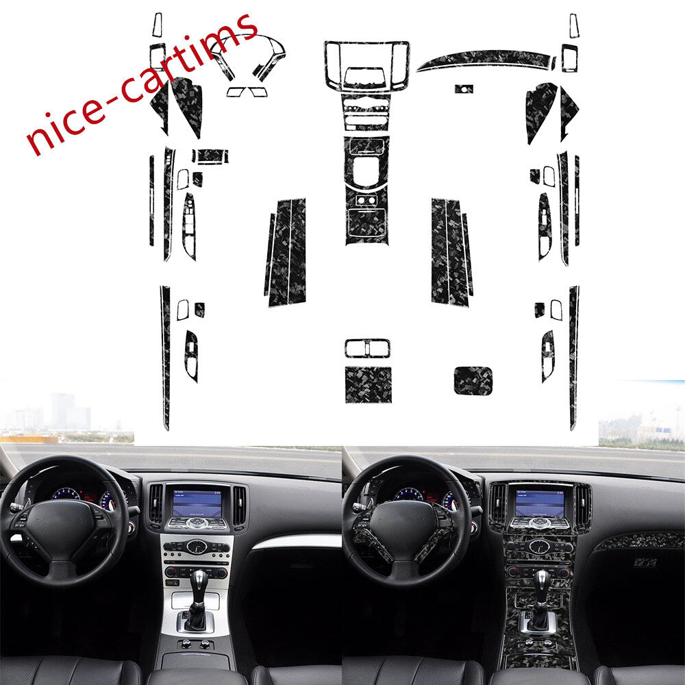 61Pcs Forged Carbon Interior Full Set Decorative Trim Kit for Infiniti G37 10-13