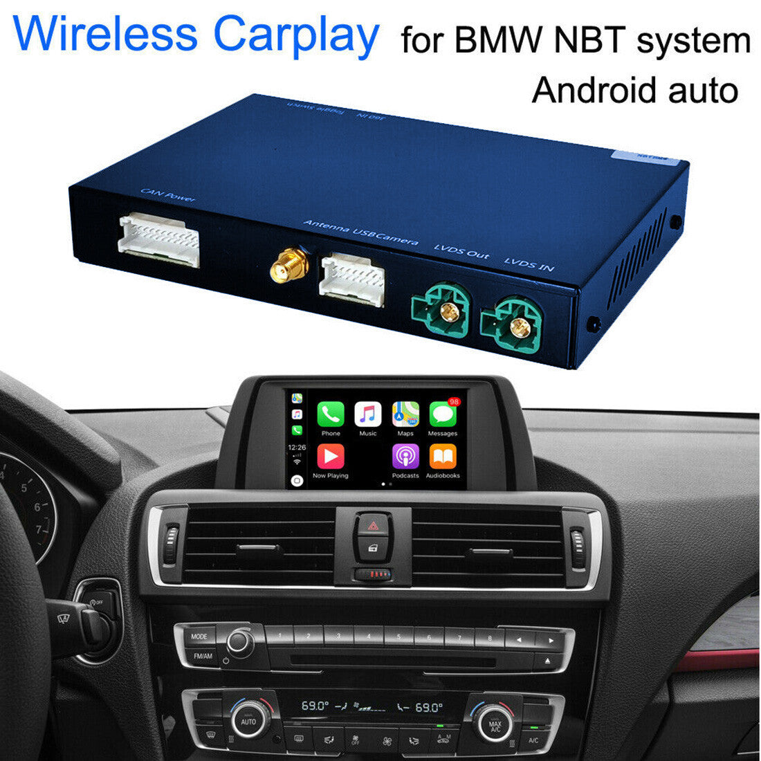 Retrofit Interface Box Wireless IOS Carplay MMI Android Auto For 13-16 2.0L for BMW
