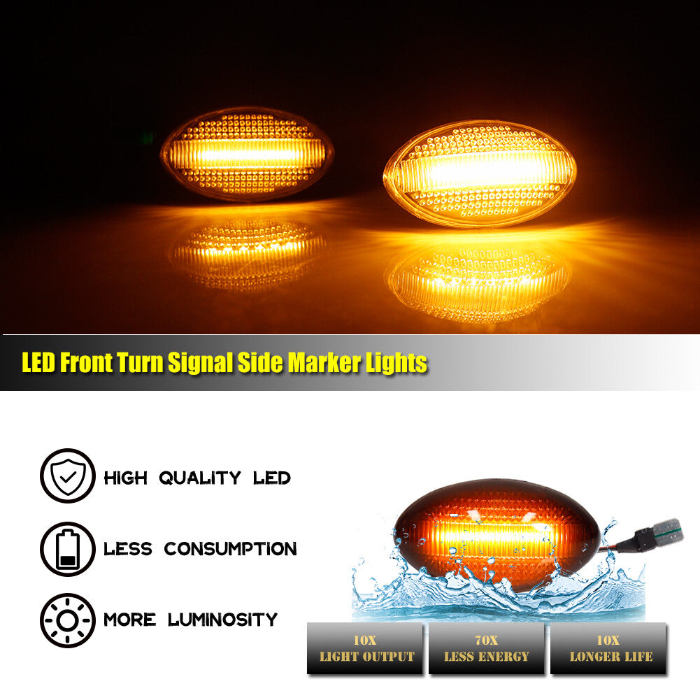 2-Pack Smoked Lens Amber LED Side Marker Lights for Mini Cooper R50 R52 R53 02-08