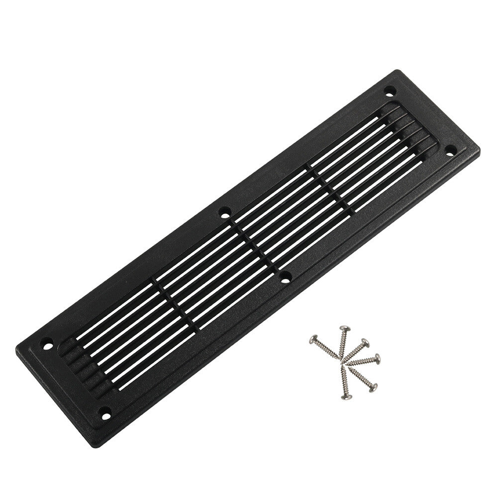 Straight Louver Air Outlet Grill Cover Ventilation Panel For RV Bus Black ABS