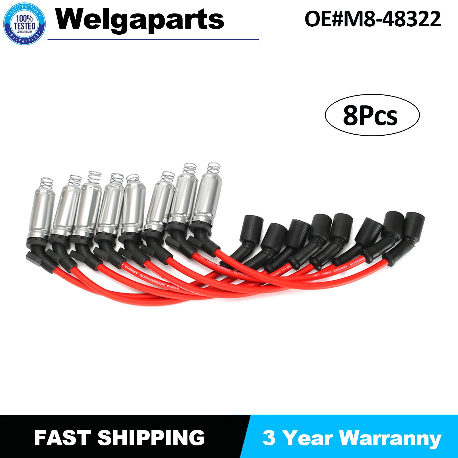 8X High Performance Spark Plug Ignition Wires for CHEVY 1999-06 for GMC V8 M8-48322