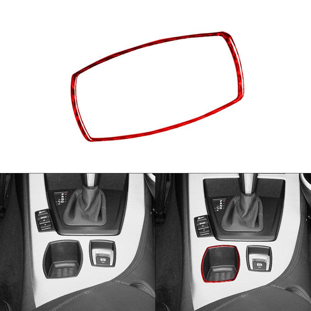 Red carbon fiber transmission console accent trim for BMW Z4 E89 2009-2016