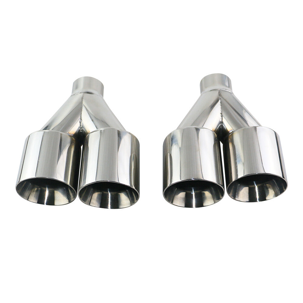 2.5'' ID 4''OD Universal Dual Exhaust Tip Straight Tips Double Wall Tip Sliver