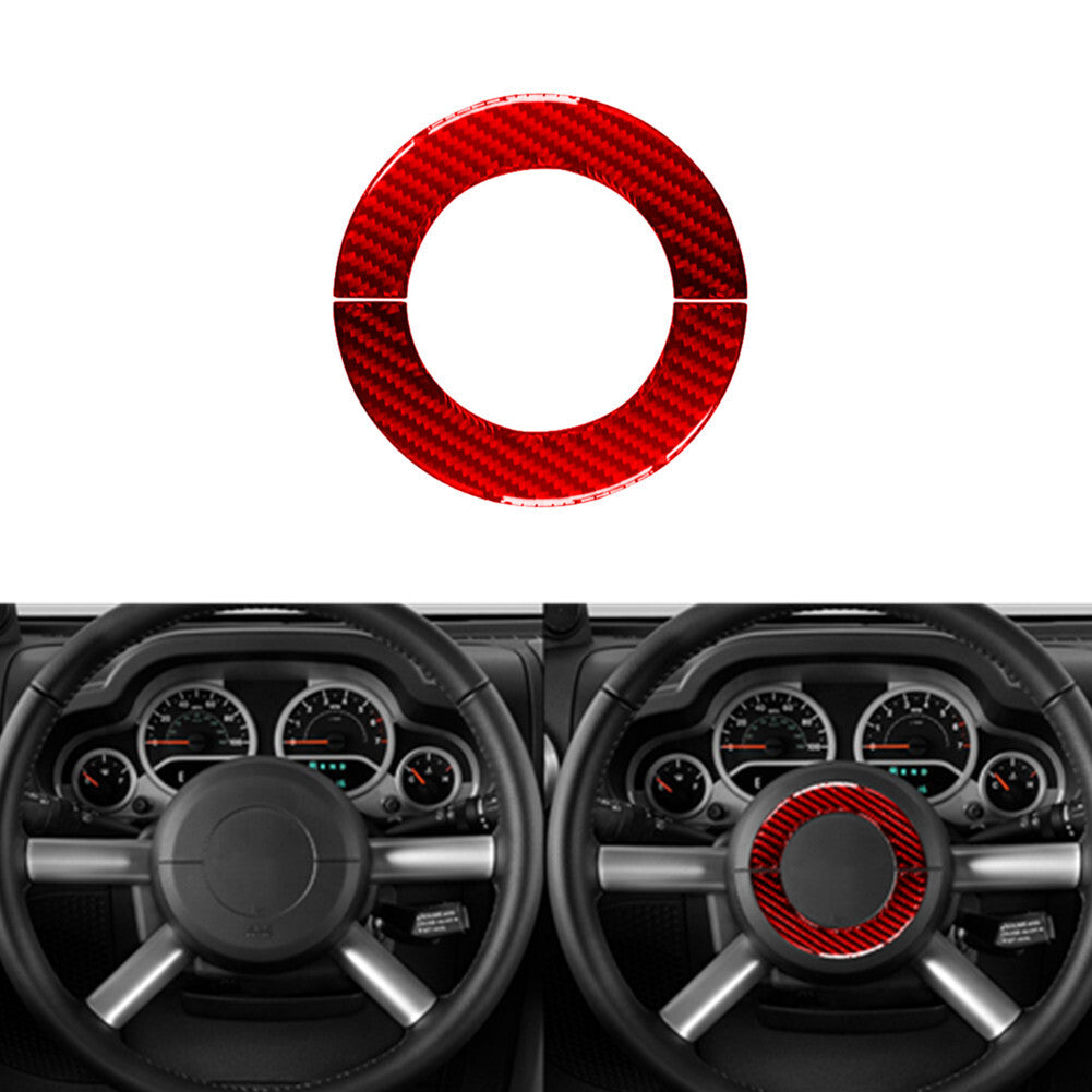 Red Carbon Fiber Steering Wheel Outer Ring Cover Trim for Jeep for Wrangler 2007-10