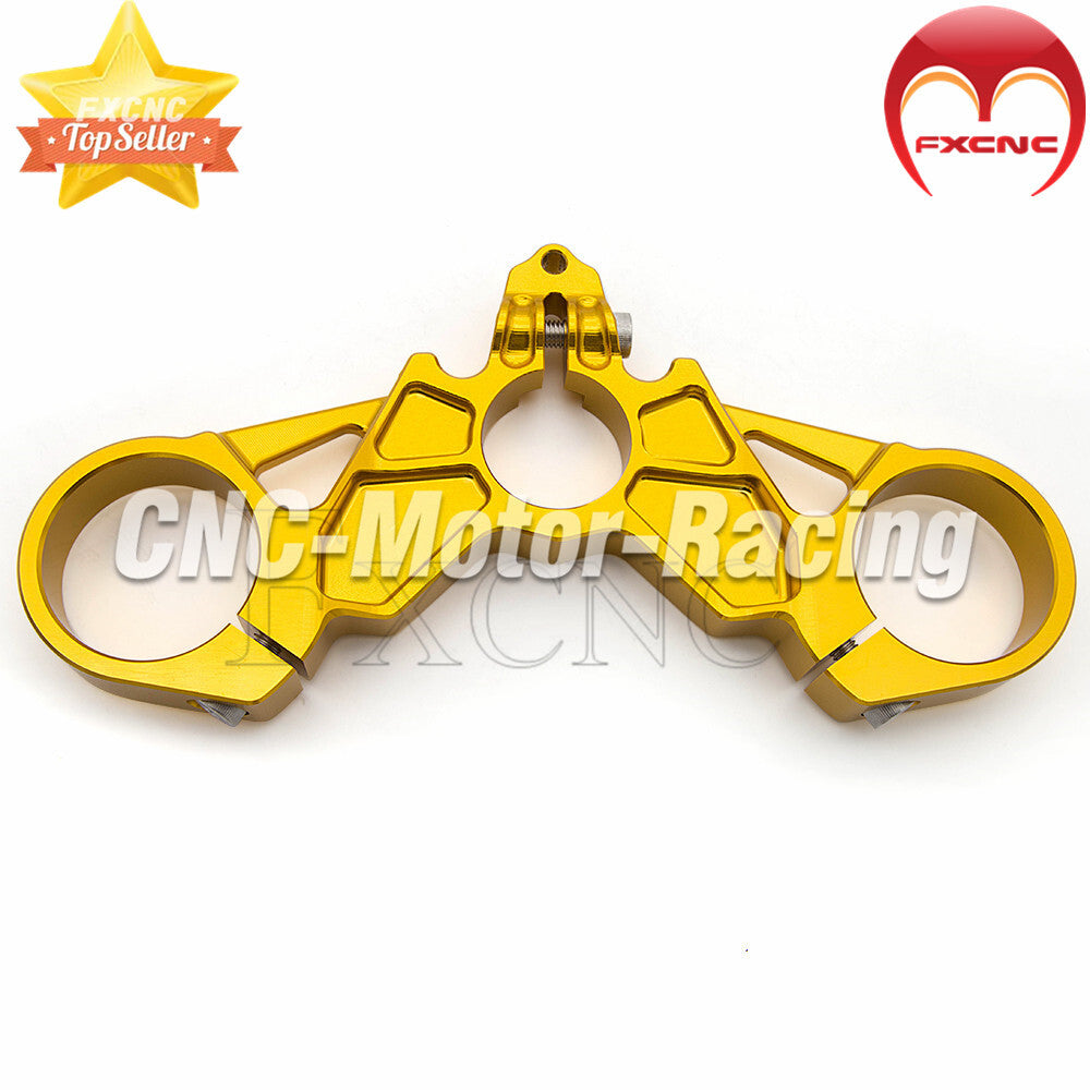 CNC aluminum alloy motorcycle three-tree top clip, gold finish, suitable for Ducati 749, 848, 999