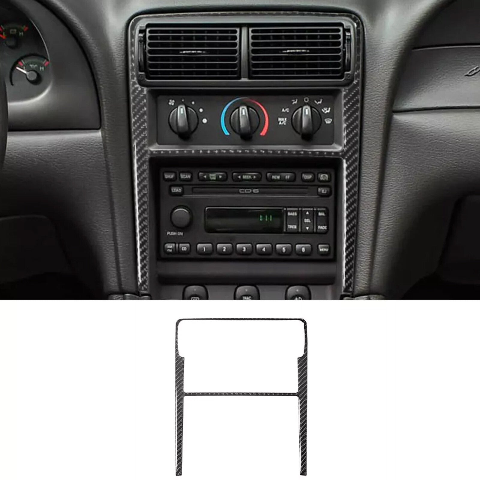 New Carbon Fiber Center Cosnole Frame Trim for Ford for Mustang convertible 01-04