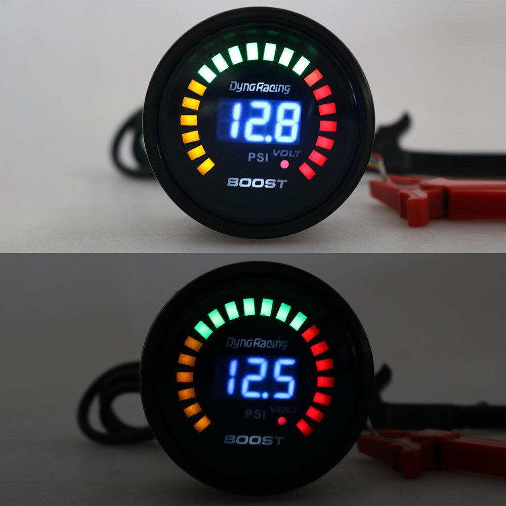2 52mm Turbo Boost Gauge Digital Analog LED Pressure Meter Psi Smokers Face