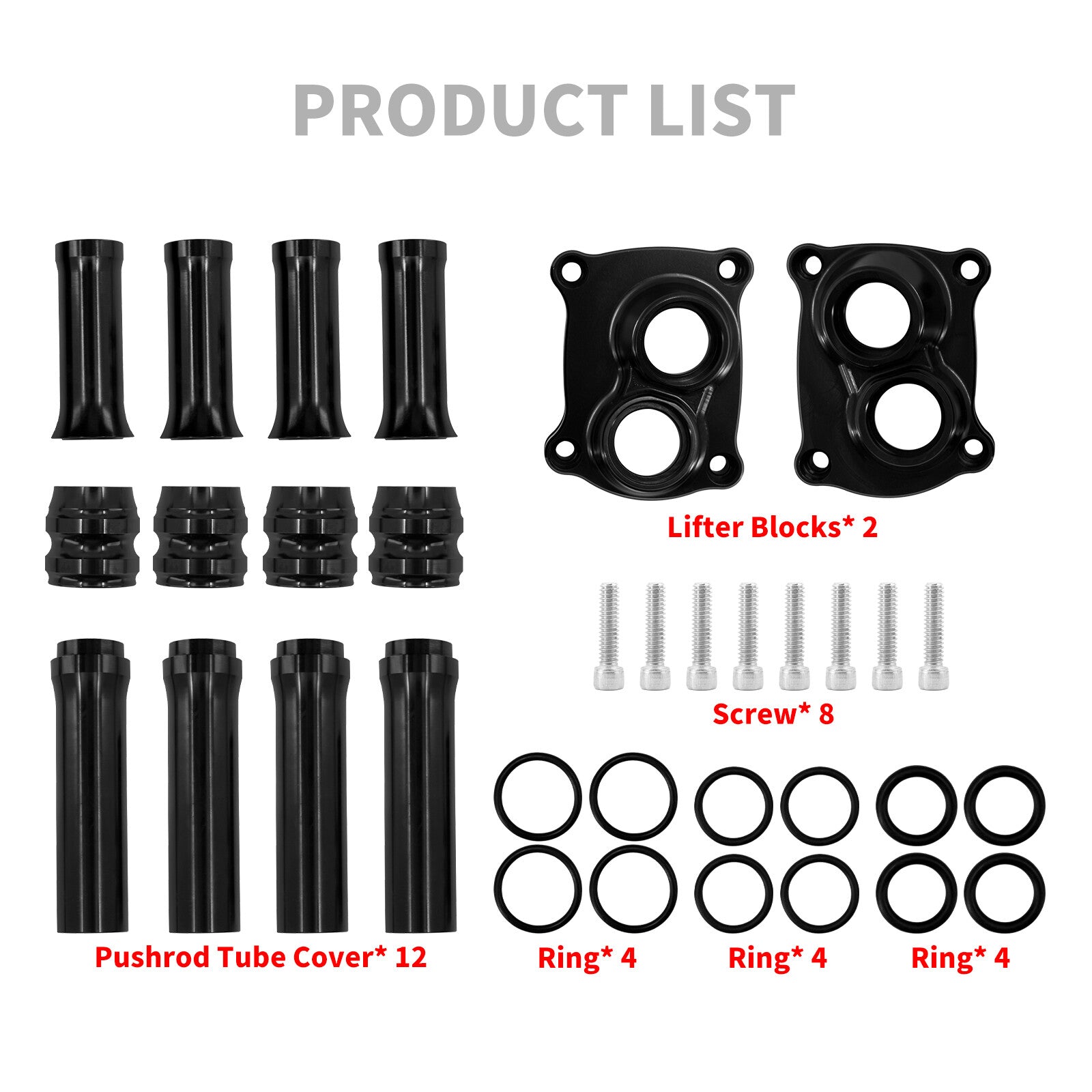 Black Lifter Block Pushrod Tube Cover for Harley Touring Road Electra Glide 17+
