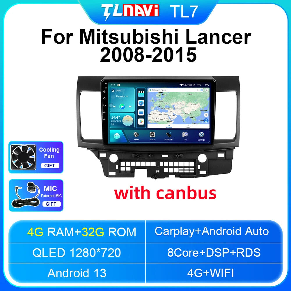 for Mitsubishi Lancer EX 2008-2015 Car Radio CarPlay GPS Multimedia Video Screen