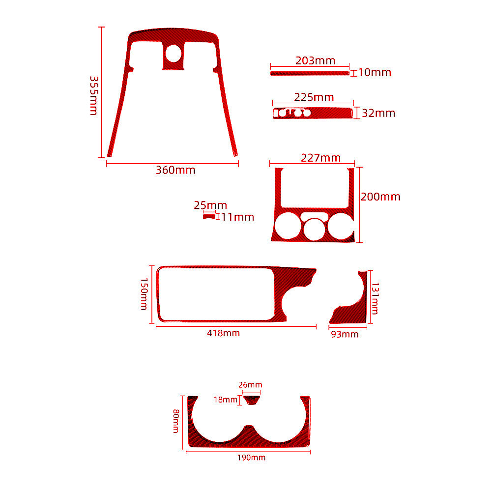 Red Carbon Fiber Center Console 4DR 4WD Cover For Colorado 2004-12/ for Canyon 05-12