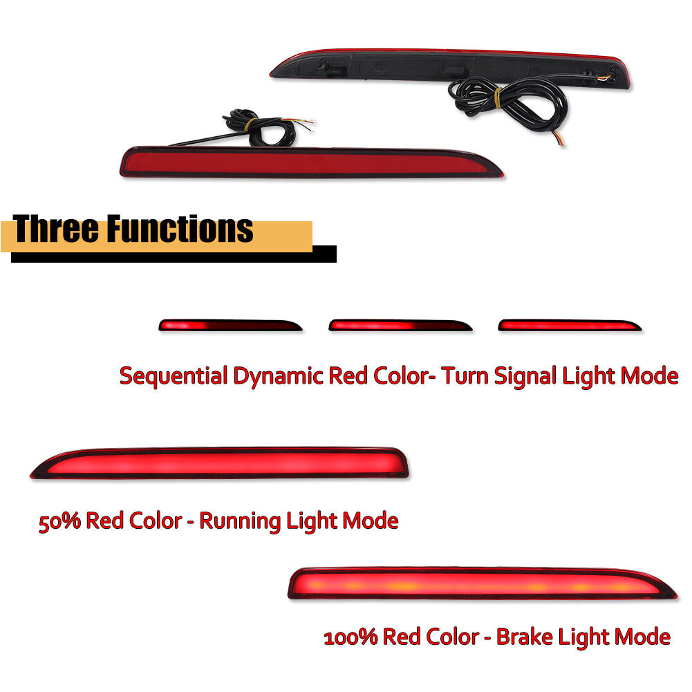 Two red LED rear bumper reflectors with fog brake lights for 2016-2019 for Ford Explorers.