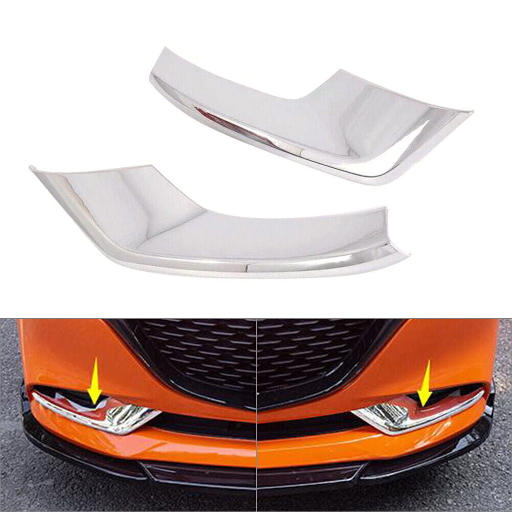 2x Chrome Front Fog Light Frame Cover Trim Fit 2019 2020 for Mazda 3 Sedan