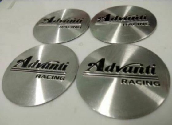 New 4x45mm silver wheel decals, rim decals, and wheel stickers for Advanti Racing.