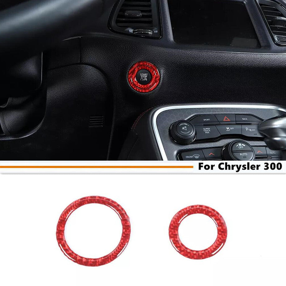 Suitable for 15-23 for Chrysler 300 Red Carbon Engine Start/Stop Button Cover Ring Decoration