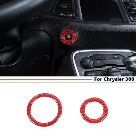 Suitable for 15-23 for Chrysler 300 Red Carbon Engine Start/Stop Button Cover Ring Decoration