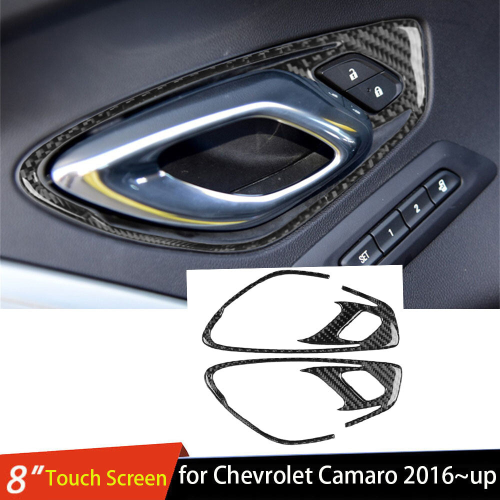2¡ÁCarbon Fiber Interior Door Handle Panel Cover Fit for Chevrolet Camaro 2016-23