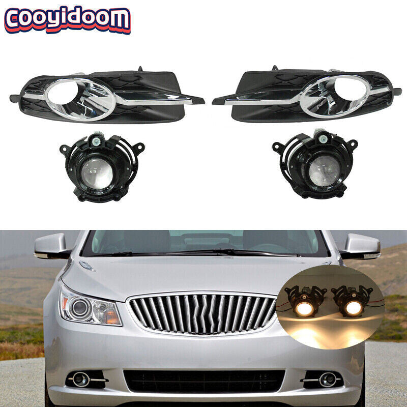A pair of front bumper fog light assemblies with covers for Buick LaCrosse 2010 - 2013
