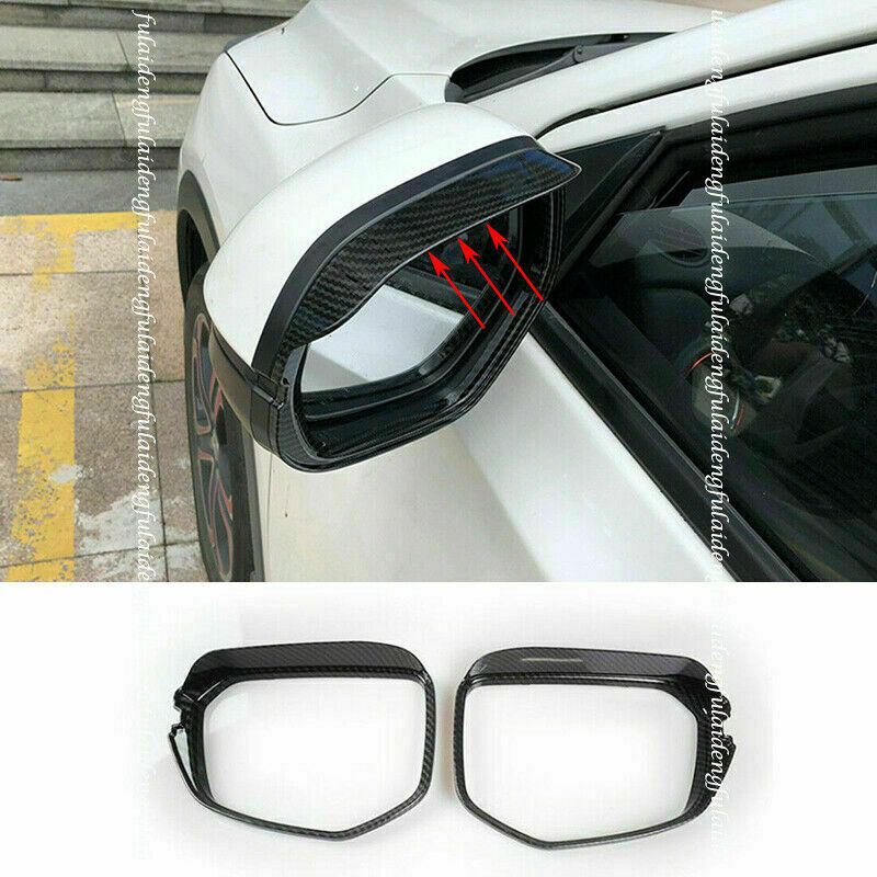 2X for Honda for Civic 2016-2021 Carbon Fiber Rearview Side Mirror Rain Visor Cover