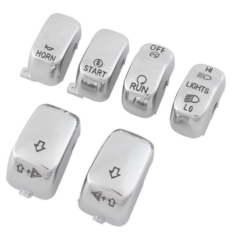 Chrome Hand Control Switch Housing Caps Button Cover for Harley Touring 96-13