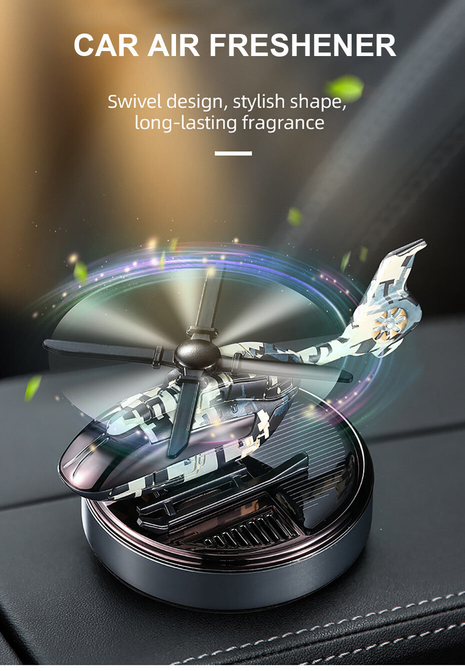 Solar Car Aromatherapy Helicopter Air Freshener Auto Decoration Perfume Diffuser