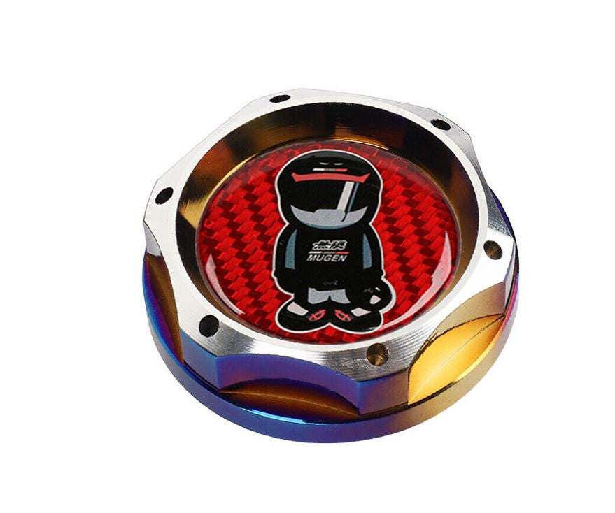 Mugen engine oil filler cap for Honda for Acura Neo Chrome Red Carbon