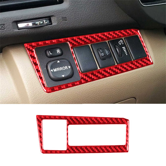 For T@yota Highlander 08-13 Red Carbon Rearview Mirror Adjust Switch Button Trim
