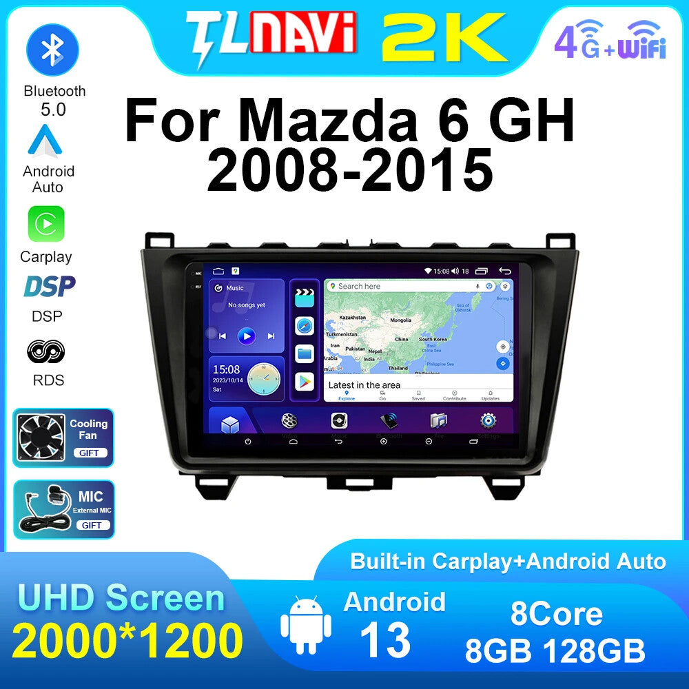 for Mazda 6 2 GH 2008-2015 Car Radio Multimedia Video Player GPS Navi Android