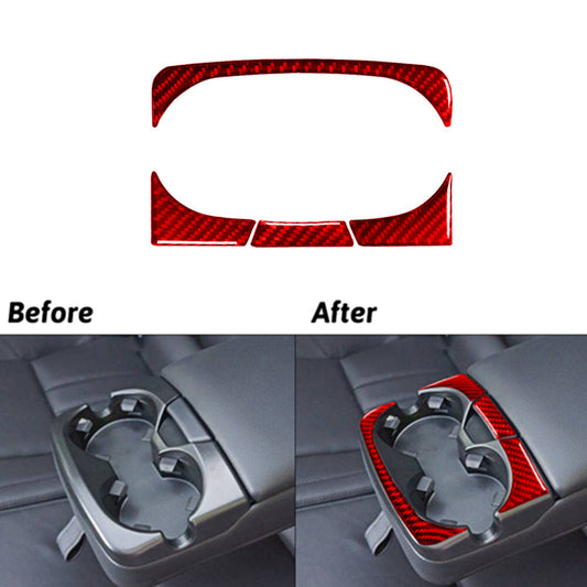Red Carbon Fiber Beverage Holder Rear Trimming for Land Rover Discovery Sport