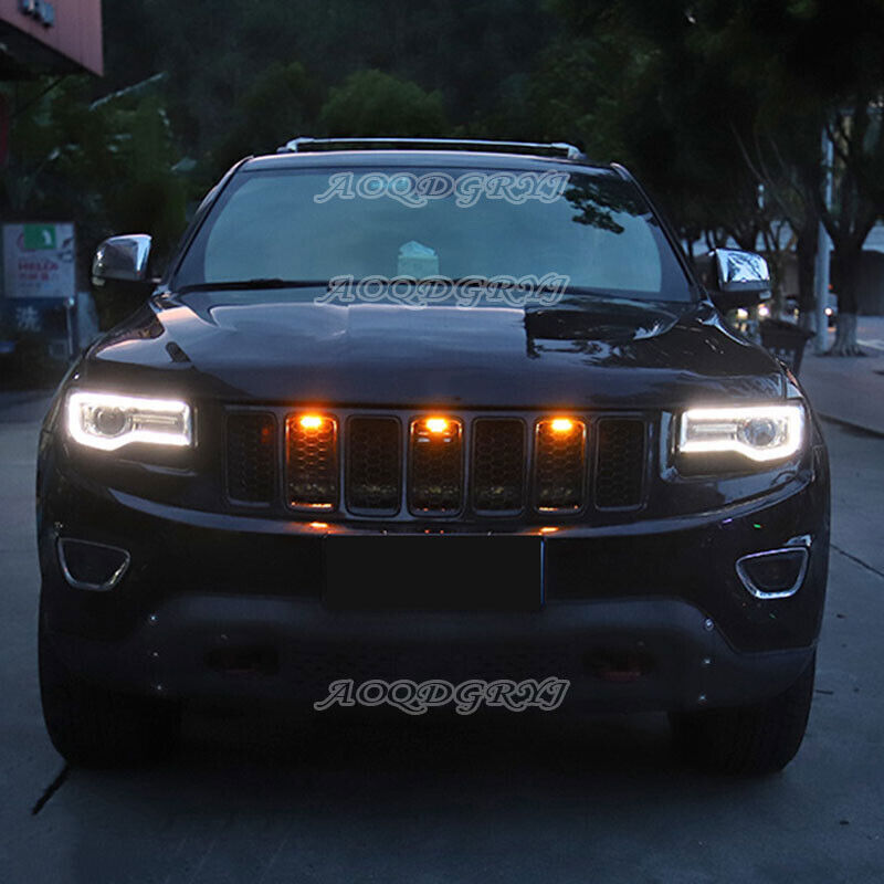 for Jeep Grand Cherokee 11-21 Front Grille Amber LED Light Style DRL Lamp