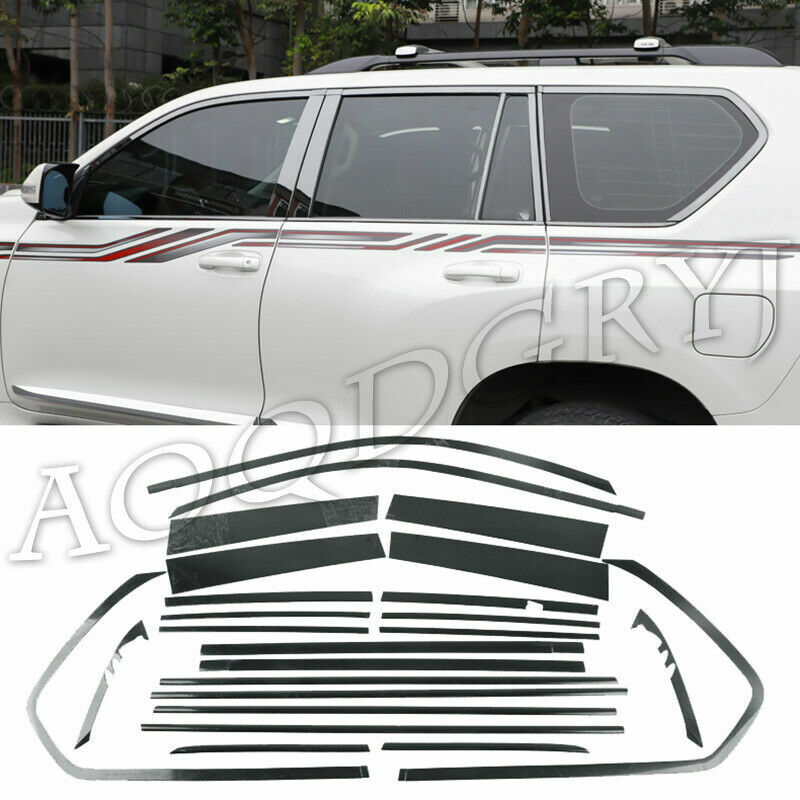 for Toyota Prado Fj150 2010-2020 Glossy Black Full Window Pillar Post Trim Cover