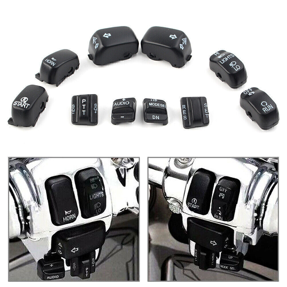 Hand Control Switch Cover Housing Button Cap Set Black Fit for Harley Touring 96-13