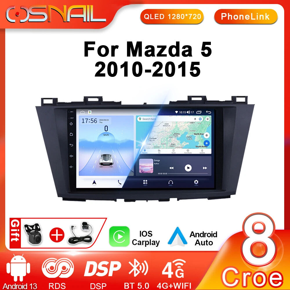 Car Radio Android Auto Screen for MAZDA 5 Premacy 10-15 Video Player CarPlay GPS