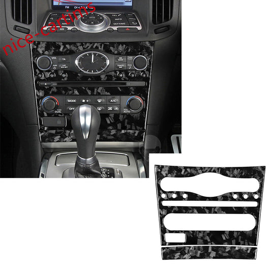 2¡ÁForged Carbon Fiber Center Console AC CD Trim for Infiniti G37 2007-13 G25 Q60