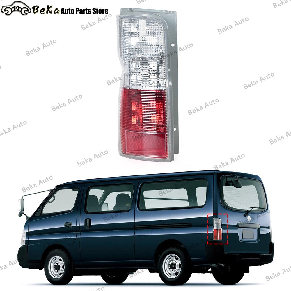Applicable to 2005-2011 for Nissan Urvan E25: Left rear taillight and brake light bulb missing.