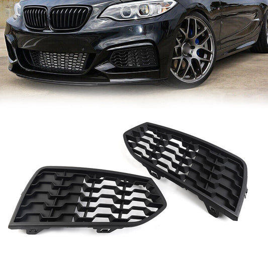 Pair Closed Mesh Front Bumper Fog Light Grille for BMW 2 Series F22 F23 M Sport